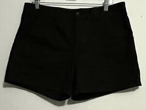 Stretch Women's Chino Shorts Size 12 Black Twill Cotton Spandex Mid-Rise Pockets